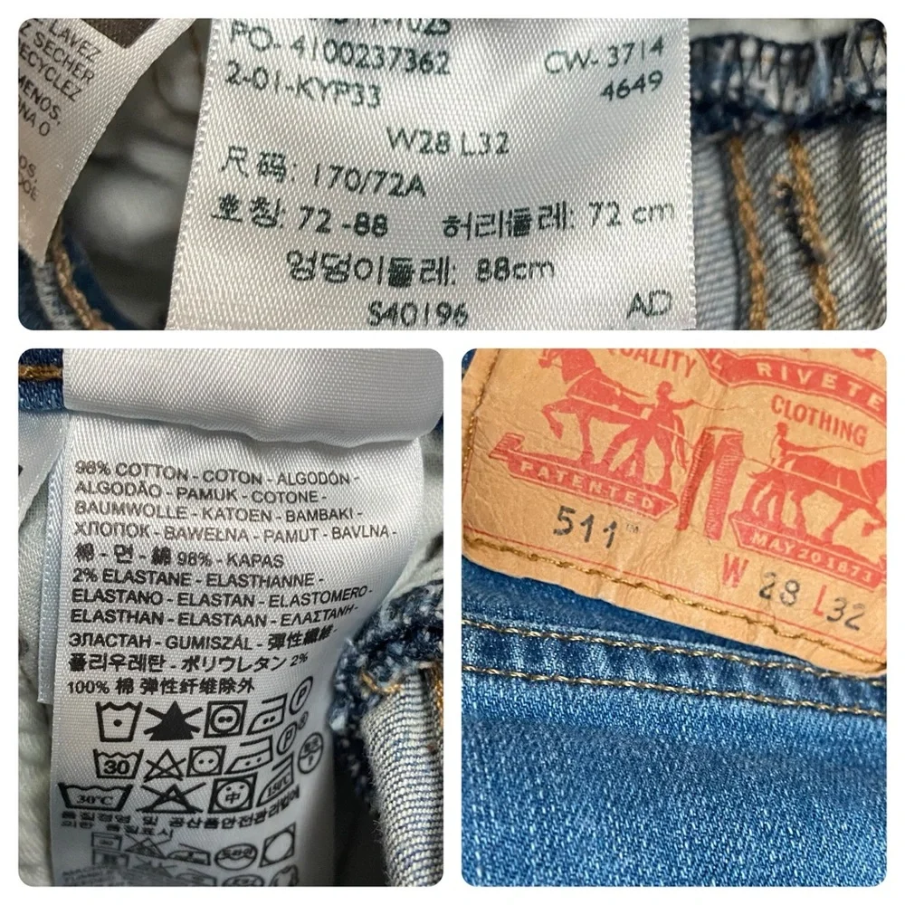 Levi’s Men’s 511 Slim Fit Men’s 28 Jeans Made in Egypt Blue